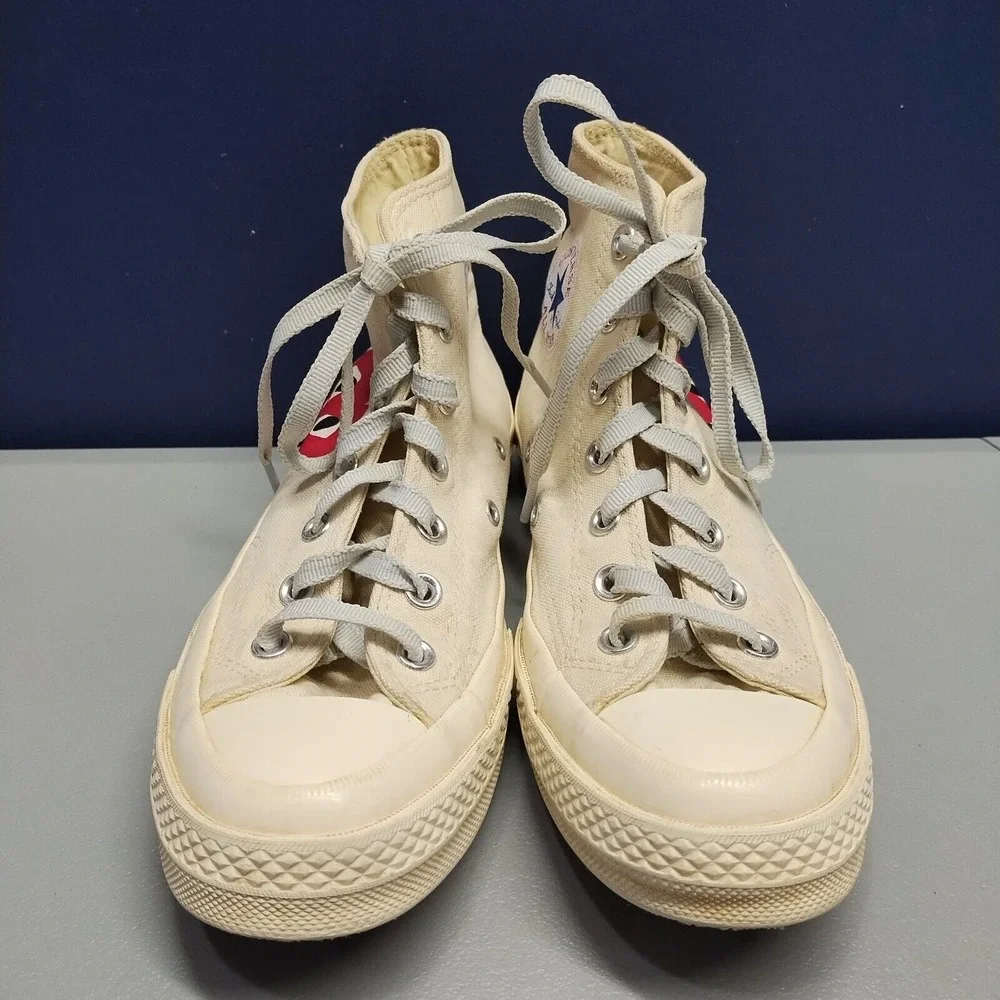 Converse All-Stars Des Garcons High Top Sneaker Mens Size 6 Cream‎ Logo Lace Up - Picture 2 of 16